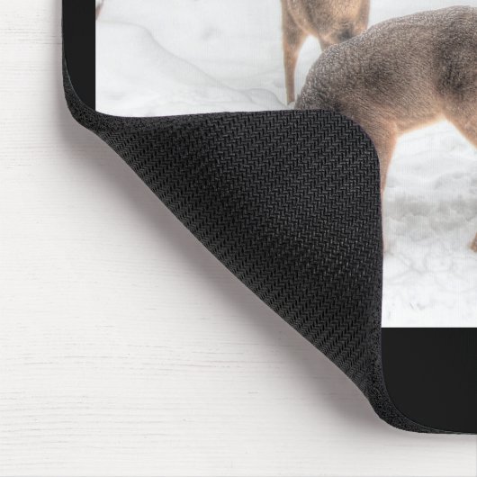 Weltfrieden - zwei Hirsche in schneebedeckten Wäld Mousepad (Ecke)