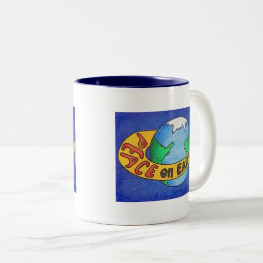Weltfrieden Zweifarbige Tasse (VorderseiteRechts)