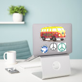 Weltfriedenssticker Aufkleber (Laptop auf Schreibtisch)