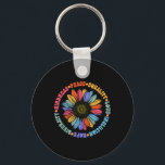 Weltfriedensstifter Sonnenblumenblumengestelle Schlüsselanhänger<br><div class="desc">Weltfriedensstifter Sonnenblumen Blumengestelle Kindheit Frieden Gleichheit Liebe Hoffnung Diversity Menschenrechte Schwarze Blütenblume Muster</div>