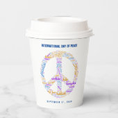 Weltfriedenstag - ein Zeichen für Frieden Pappbecher (Rückseite)