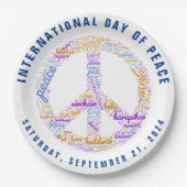 Weltfriedenstag - ein Zeichen für Frieden Pappteller (Vorderseite)