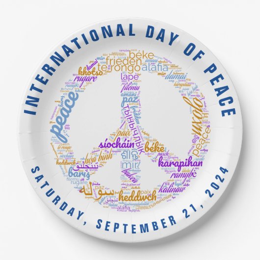 Weltfriedenstag - ein Zeichen für Frieden Pappteller (Vorderseite)