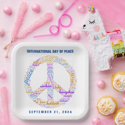 Weltfriedenstag - ein Zeichen für Frieden Pappteller (Party)