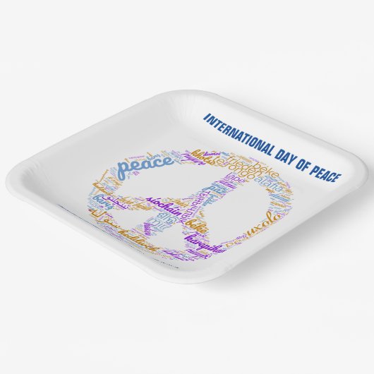 Weltfriedenstag - ein Zeichen für Frieden Pappteller (Gewinkelt)