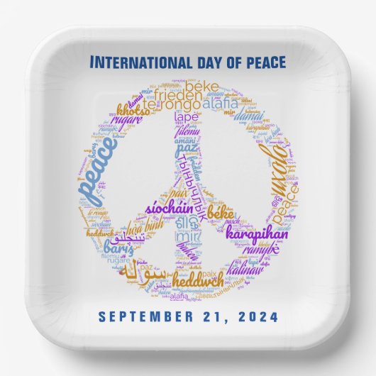 Weltfriedenstag - ein Zeichen für Frieden Pappteller (Vorderseite)