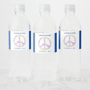 Weltfriedenstag - ein Zeichen für Frieden Wasserflaschenetikett