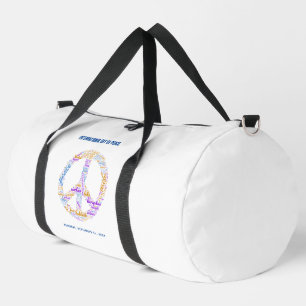 Weltfriedenstag Frieden Zeichen Wort Cloud Water F Duffle Bag