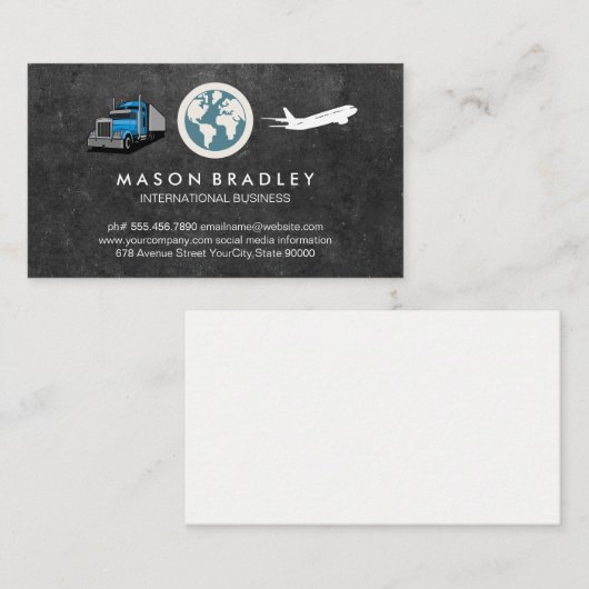 Weltglanzsymbol | Semi Truck | Air Plane Visitenkarte (Vorne/Hinten)