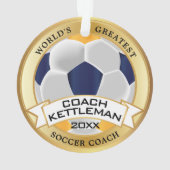 Weltgrößter Fußballtrainer Gold, Marine und Weiß Ornament (Rückseite)