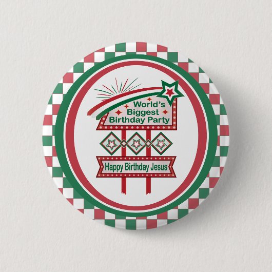 Weltgrößter Geburtstagsparteitag Button (Vorderseite)