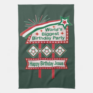 Weltgrößter Geburtstagsparteitag Geschirrtuch