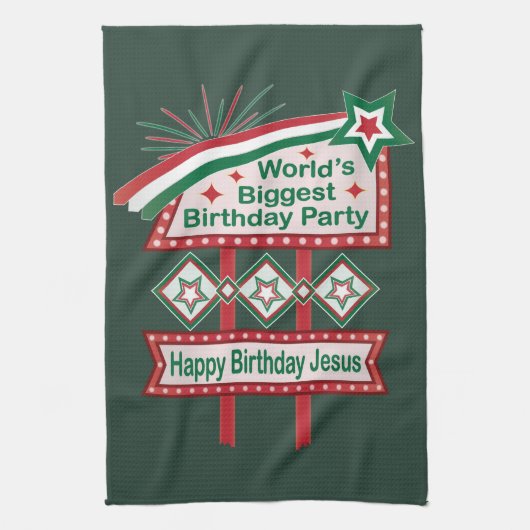 Weltgrößter Geburtstagsparteitag Geschirrtuch (Vertikal)