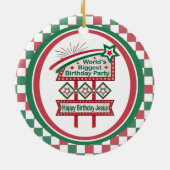 Weltgrößter Geburtstagsparteitag Keramik Ornament (Hinten)