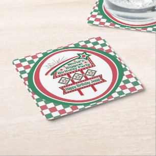 Weltgrößter Geburtstagsparteitag Rechteckiger Pappuntersetzer