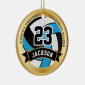 Weltgrößter Volleyballspieler - Blau Keramik Ornament (Rechts)