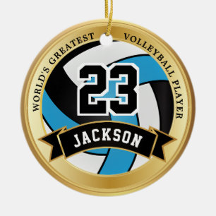 Weltgrößter Volleyballspieler - Blau Keramik Ornament