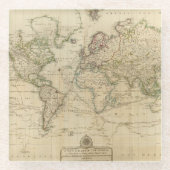 Welthandfarbige Karte Glasuntersetzer (Vorderseite)