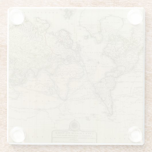 Welthandfarbige Karte Glasuntersetzer (Rückseite)