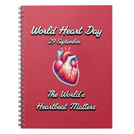 Weltherztag. Das Herzschlag der Welten ist wichtig Notizblock