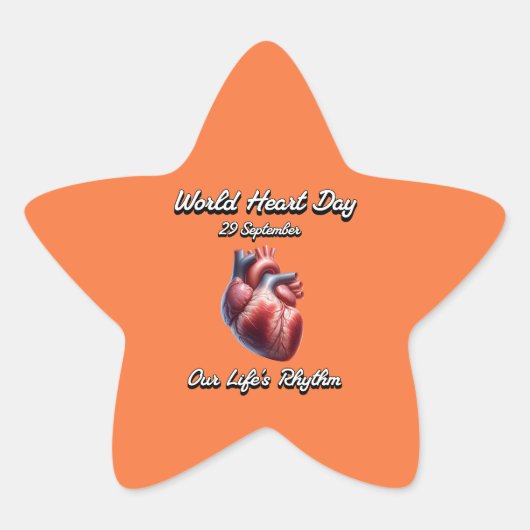 Weltherztag. Der Rhythmus unseres Lebens. Stern-Aufkleber (Vorderseite)