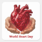 Weltherztag Quadratischer Aufkleber (Vorderseite)