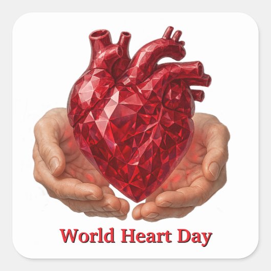 Weltherztag Quadratischer Aufkleber (Vorderseite)