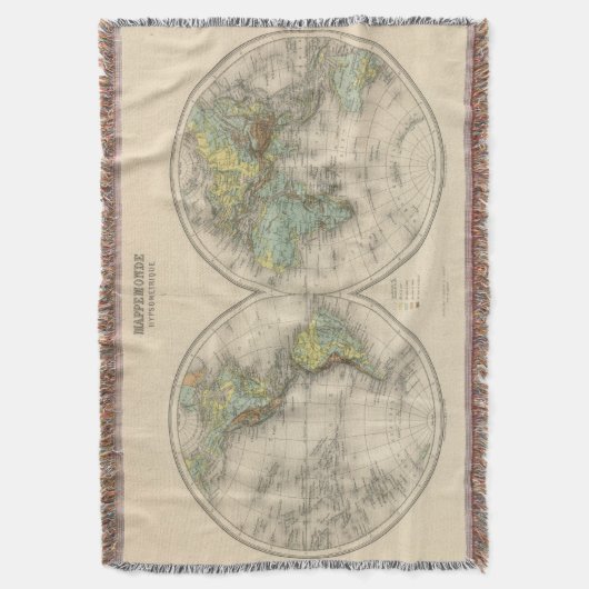 Welthypsometric Karten Decke (Vorderseite Vertikal)