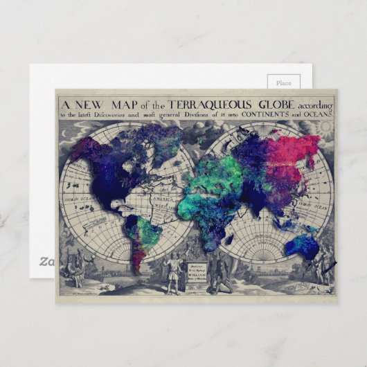 Weltkarte 15 postkarte (Vorne/Hinten)