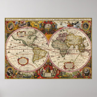 Weltkarte 1630 poster