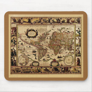 Weltkarte 1635 durch Willem Blaeu Mousepad