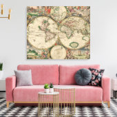 Weltkarte 1671 leinwanddruck (Insitu (Wohnzimmer))