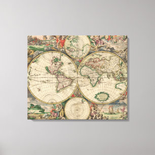 Weltkarte 1671 leinwanddruck
