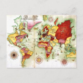 Weltkarte 1675 postkarte
