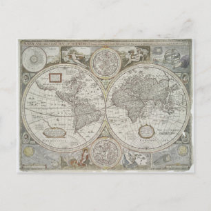 Weltkarte 1676 postkarte