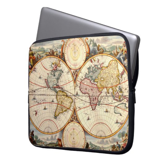 Weltkarte 1680 laptopschutzhülle (Vorderseite Links)