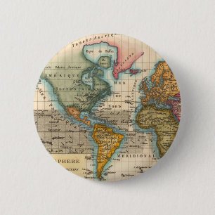 Weltkarte 1700er antike Kontinente Button
