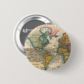 Weltkarte 1700er antike Kontinente Button (Vorne & Hinten)