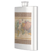 Weltkarte 1700er antike Kontinente Flachmann (Links)