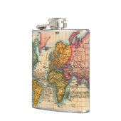 Weltkarte 1700er antike Kontinente Flachmann (Links)