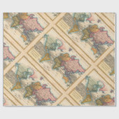 Weltkarte 1700er antike Kontinente Geschenkpapier (Flach)