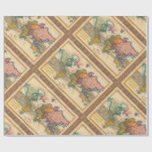 Weltkarte 1700er antike Kontinente Geschenkpapier (Flach)