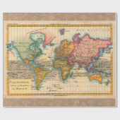 Weltkarte 1700er antike Kontinente Geschenkpapier (Flach)