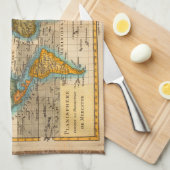 Weltkarte 1700er antike Kontinente Handtuch (Viertel Falte)