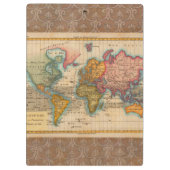 Weltkarte 1700er antike Kontinente Klemmbrett (Rückseite)