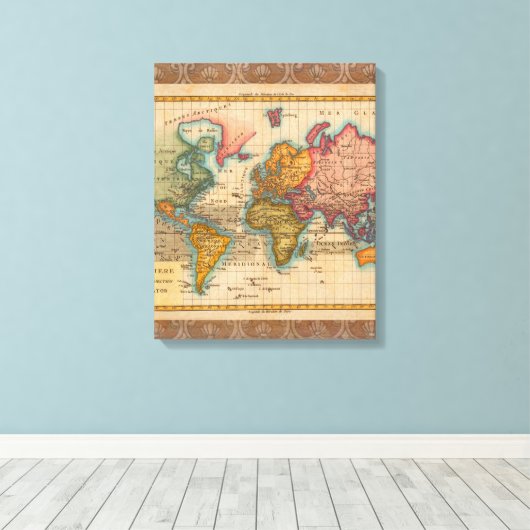 Weltkarte 1700er antike Kontinente Leinwanddruck (Insitu (Holzboden))