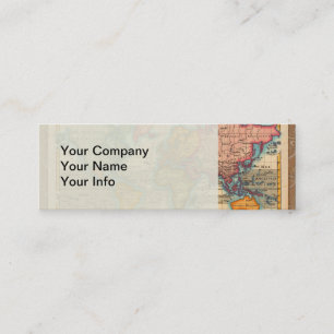 Weltkarte 1700er antike Kontinente Mini Visitenkarte