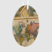 Weltkarte 1700er antike Kontinente Ornament (Vorderseite)