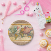 Weltkarte 1700er antike Kontinente Pappteller (Party)