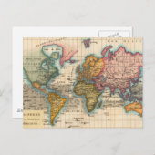 Weltkarte 1700er antike Kontinente Postkarte (Vorne/Hinten)